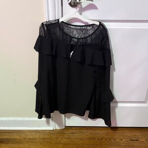 NSR Black Lace Ruffle Blouse
